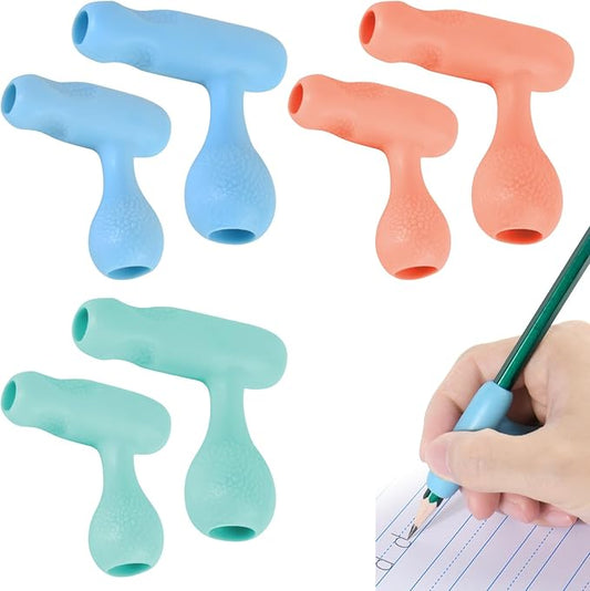 Cosmos 6 Pcs Pencil Grips Writing Aid Pencil Holder Universal Ergonomic Pencil Gripper, 2 Assorted Sizes & 3 Colors