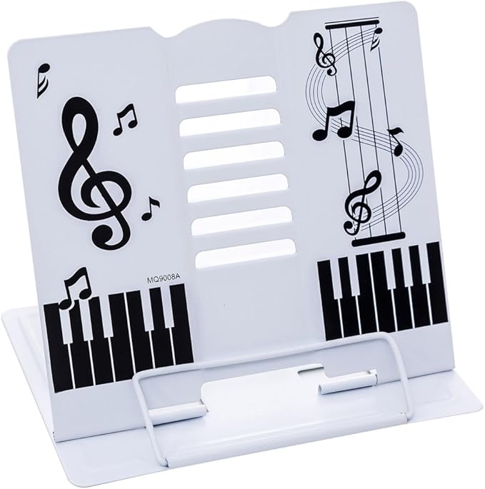 Book Stand 68 Angle Adjustable and Portable Reading Stand Tablet/Cookbook/Textbook/Sheet Music/Tablature/Painting/Book Stand Document Holder - White