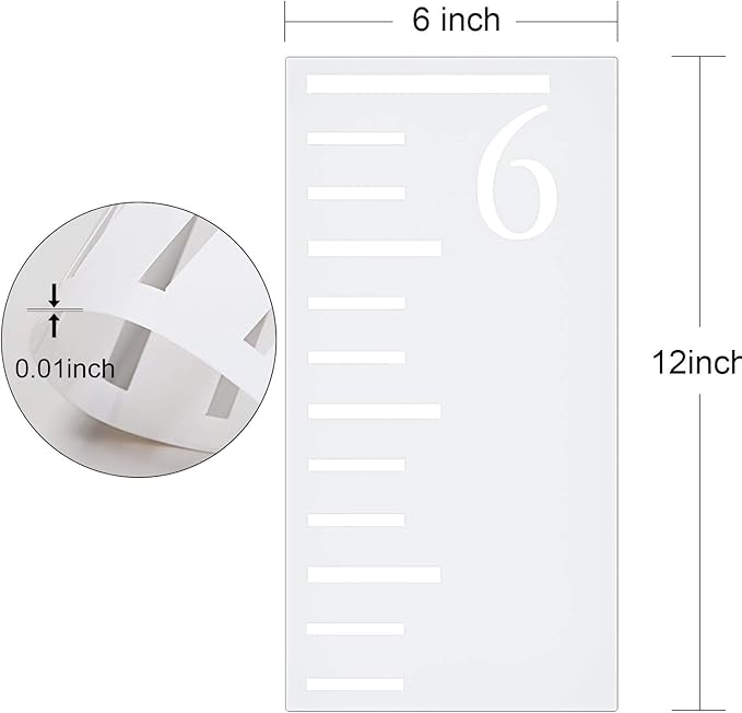 7 Feet Growth Chart Stencil, Kids Height Growth Chart Reusable Ruler Template Painting on Wood, Measuring Kids Height Wall Decor, Rustic Decor for Farmhouse, 7 Pieces