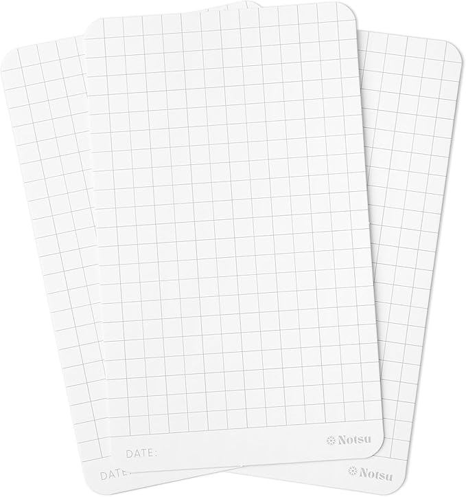 Notsu Graph Grid Index Cards 3x5 inch, 40 ct | Thick Graphing Note Cards w/Rounded Corners | Premium Heavy Duty Paper 350 gsm
