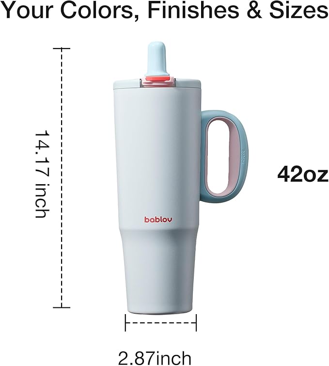 BABLOV 316L Stainless Steel Tumbler with Lid and Straw，40 oz Insulated Coffee Tumbler with Handle for Tea,Cold Hot Beverages at Home Office or on the Go Travel Mugs