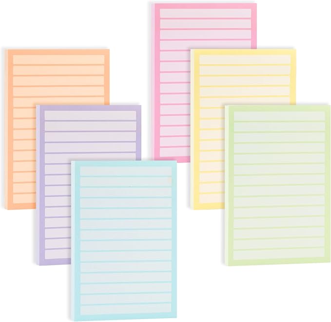 Mr. Pen- Lined Sticky Notes, 4" x 6", 6 Pads, 270 Sheets