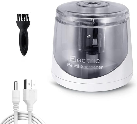 Electric Pencil Sharpener, Battery (Not lncluded) or USB Powered Small Portable for NO.2 Pencils, Automatic for Home and Office White