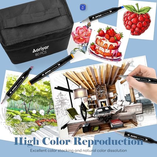 Alcohol Markers Dual Tip Art - 80 Colors Alcohol Based