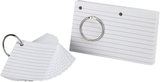 Oxford Just Flip-It Punched and Perfed Study Cards, 75 Full Size Cards or 150 Half Size Study Cards, Ruled, White (63506EE)