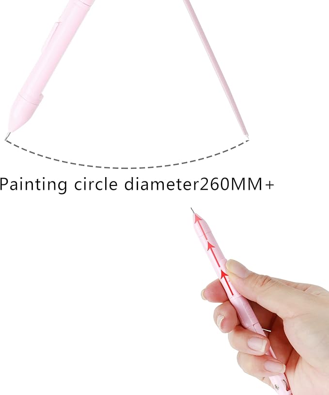 LABANCA 8 Pcs Compass Set with Protractor Rulers Pencil for Math Geometry (Compass Pen-Pink)