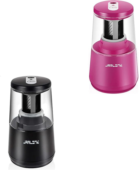 JARLINK 2 Pack Electric Pencil Sharpener, Heavy-Duty Helical Blade to Fast Sharpen, Auto Stop for No.2/Colored Pencils(6-8mm), USB/Battery Operated in School Classroom/Office/Home