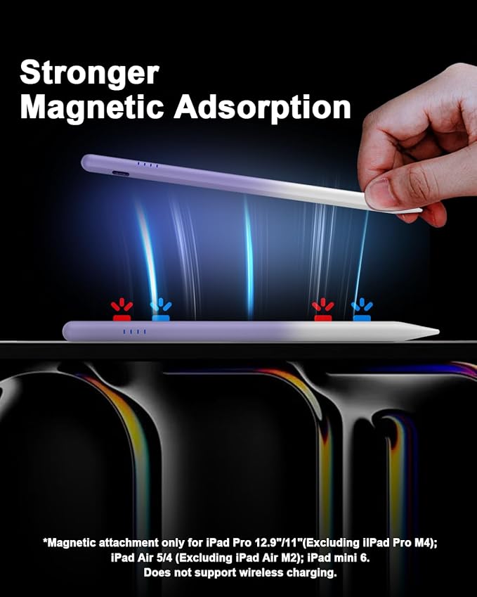 Stylus Pen for iPad 2018-2026, 2X Fast Charge Active Pencil with Palm Rejection Compatible with Apple iPad 11(A16)/10/9/8/7/6, i-Pad Pro M5/M4/12.9"/11", Air M4/M3/M2/5/4/3, Mini 6/5-Gradient Purple
