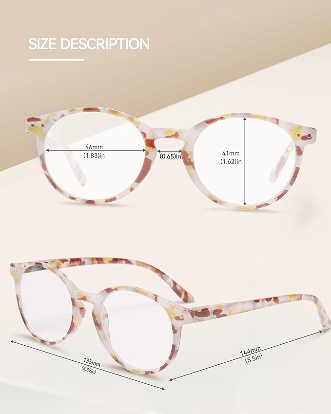 JOLISU 5 Pack Reading Glasses For Women/Men-Blue Light Blocking Computer Reader w/Round Frame - Retro Clear Lens Fake Eyeglasses（1.75）