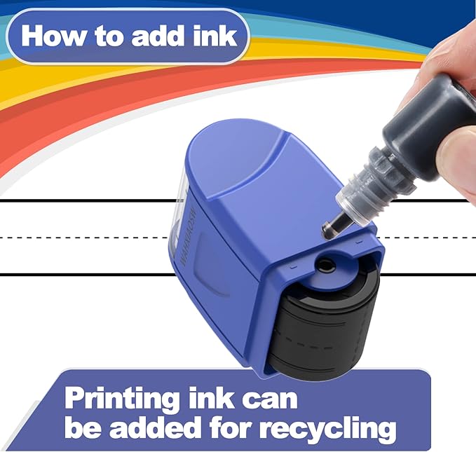 Handwriting Lines Stamp Roller Self-Inking Line Rolling Stamps Handwriting Practice Tool for Teachers Kids Kindergarten (Blue)
