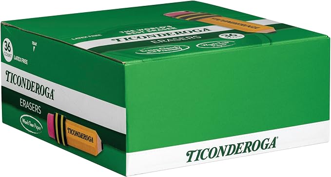 TICONDEROGA Erasers, Pencil Shaped, Yellow (38936) (Pack of 432)