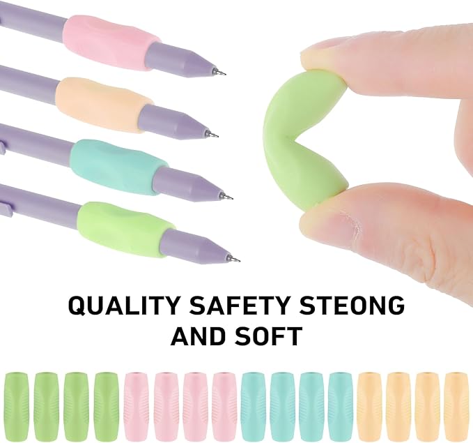 32Pcs Pencil Finger Grips for Kids Handwriting, Ergonomic Silicone Pencil Grippers, Writing Tool with Finger Cushion, 4 Colors Gel Pen Grips with 3 Concaves for Kids, and Toddlers