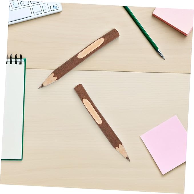 PRETYZOOM Natural Wood Ballpoint Pens 13cm Portable Biodegradable Writing Pens with Bark Texture 10pcs for Daily Office and School Use