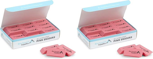 Blue Summit Supplies Pink Erasers, Bulk Erasers for Art, School, and Office Use, Classroom Set, 72 Pack