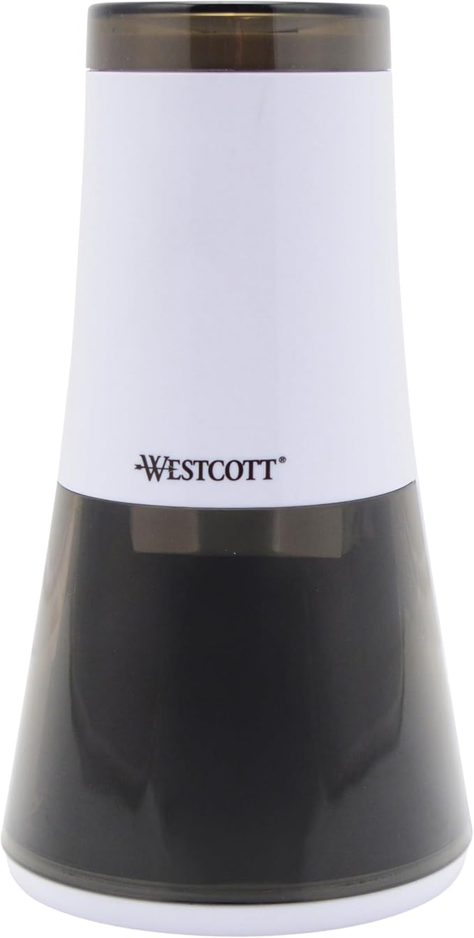 Westcott iPoint Curve Electric Pencil Sharpener - Sharpen Regular, Graphite, and Drawing Pencils - Office and School Supplies for Teachers and Kids - Compact - Corded Plug-in Design - White