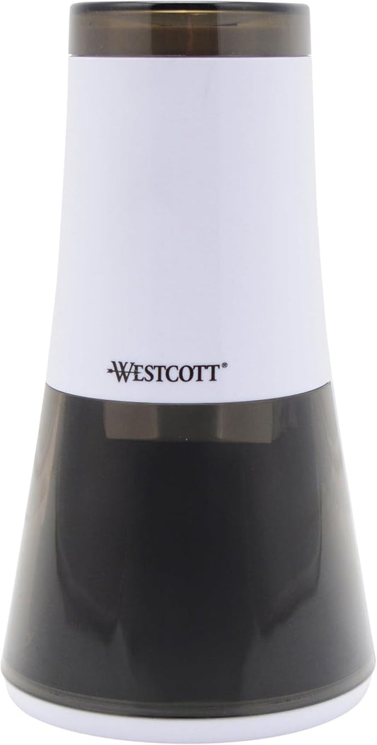 Westcott iPoint Curve Electric Pencil Sharpener - Sharpen Regular, Graphite, and Drawing Pencils - Office and School Supplies for Teachers and Kids - Compact - Corded Plug-in Design - White