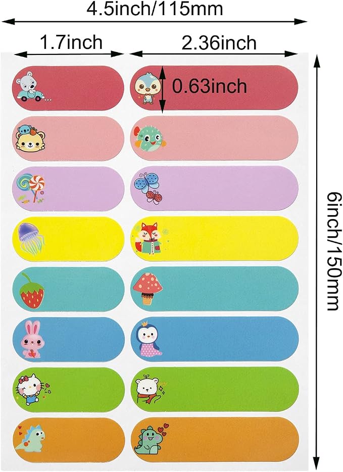 Name Labels for Kids Stuff, Waterproof Daycare Labels for Baby Bottles, 128 PCS Water Bottle Label, Name Tags Stickers for School Supplies, Daycare Essentials, Self-Laminating, Dishwasher Safe