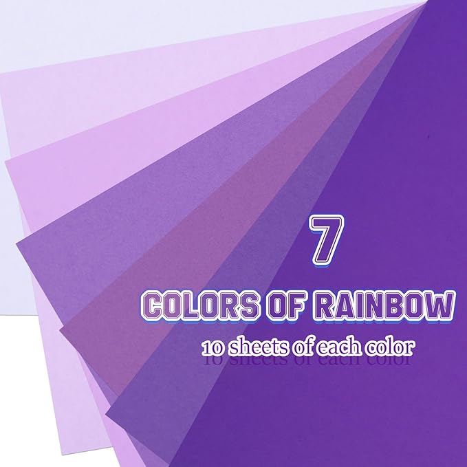 Construction Paper 8.5x11 in,70 Sheets,Set of 7 Colors 178GSM/65LB Heavyweight Construction Paper,Crafts,Arts,School Classroom Art Supplies Assorted Colors Bulk Paper