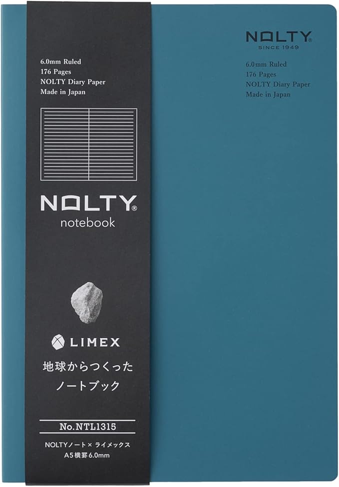 NOLTY NOTE × LIMEX, A5 Ruled Line Notebook, 6.00mm, 176 Sheets, Trolate Blue, NTL1315