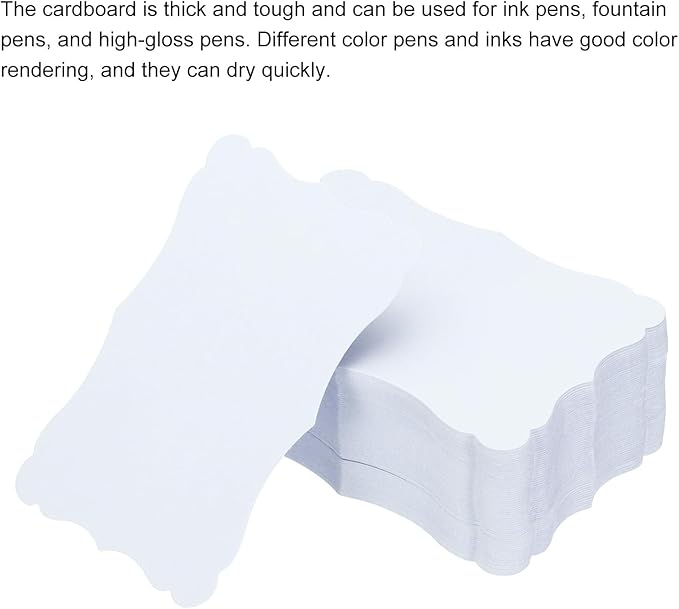 PATIKIL 3.7"x2.4" Blank Paper Business Cards, 120 Pack Small Index Flash Cards Words Message Note Card Mini Paper Tags Lace for DIY Gift, White