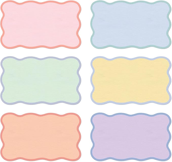 Whaline 120 Pack Pastel Index Cards 3 x 5 Inch Cardstock Flashcard Colorful Scalloped Blank Index Cards for Note-taking Studying Organizing School Office Supplies