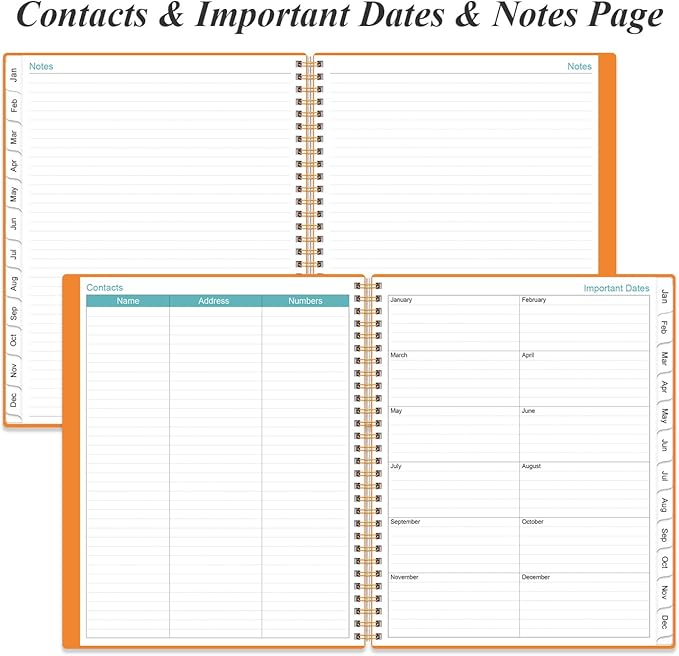2026-2027 Monthly Planner - 18 Monthly Calendar, January 2026 - June 2027, Two Pages Per Month, 9" x11" Planner with Tabs, Strong Twin-Wire Binding, Inner Pocket, Orange