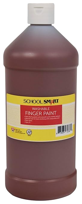School Smart Washable Finger Paint, Brown, 1 Quart Bottle