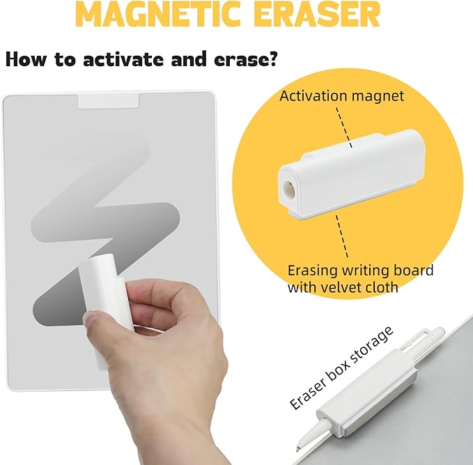 Portable Note Pad with Magnetic Pen & Eraser for Office Desk, Home, & School - Eco-Friendly Paperless Solution for Students Classroom Teacher Supplies