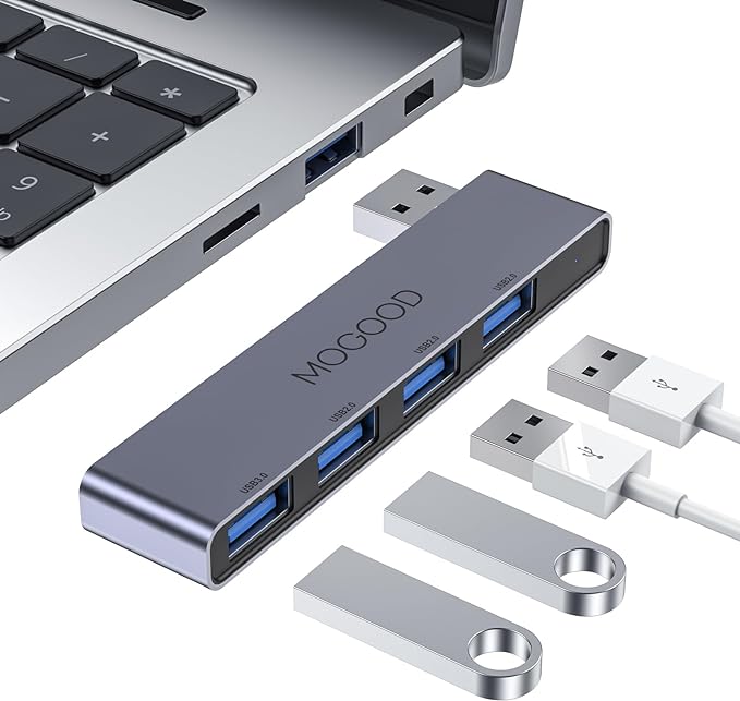 MOGOOD USB Hub 3.0 - USB Splitter & Port Expander for Laptop, Xbox, Flash Drive, HDD, Console, Printer, Camera, Keyboard, Mouse