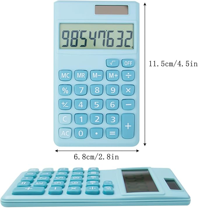 Basic Standard Calculators Small Digital Desktop Calculator with 8-Digit LCD Display, Battery Solar Power Smart Calculator Children's School Adult Office Family Standard Functions (8 bit Blue)