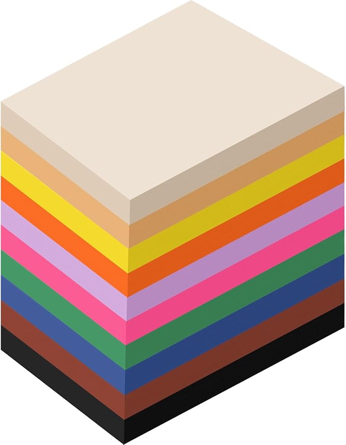 Sherr 1000 Sheets Construction Paper Colored Cardstock A4 9 x 12 10 Assorted Colors Card Stock Heavyweight Printer Paper for DIY Craft Party Supplies Decoration(Bright Color)