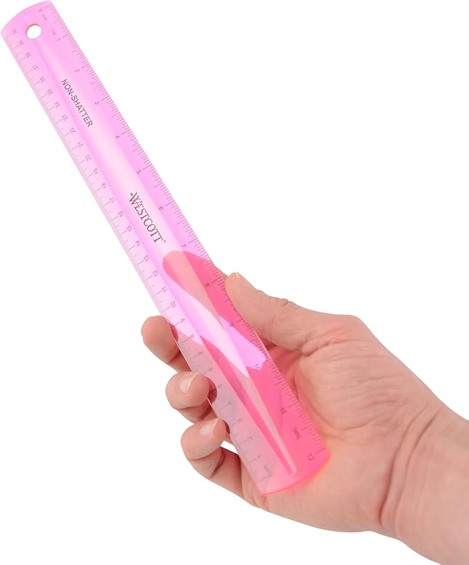 Westcott Shatterproof Ruler, 12-Inch, Pink (16011)