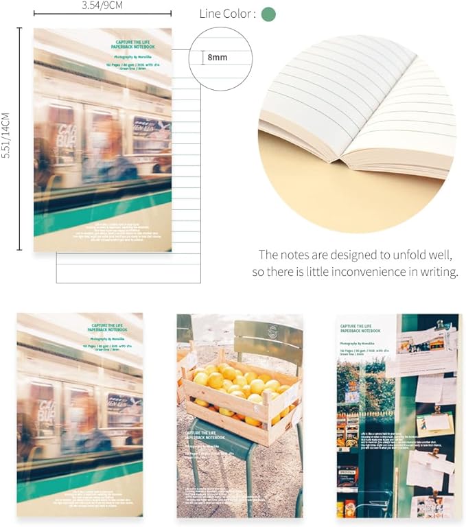 Monolike CAPTURE THE LIFE Paperback Line Notebook 3p B-SET_Art design note, Mini note, Line note, Notebook, 192 Pages, 4.13x6.69
