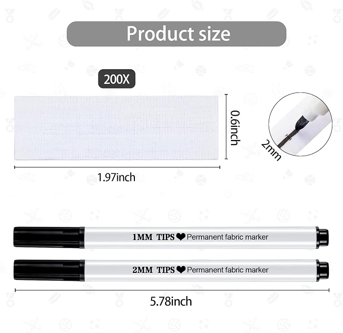 Tatuo 200 Pieces Iron on Name Labels for Clothing with Fabric Marker (Pack of 2)