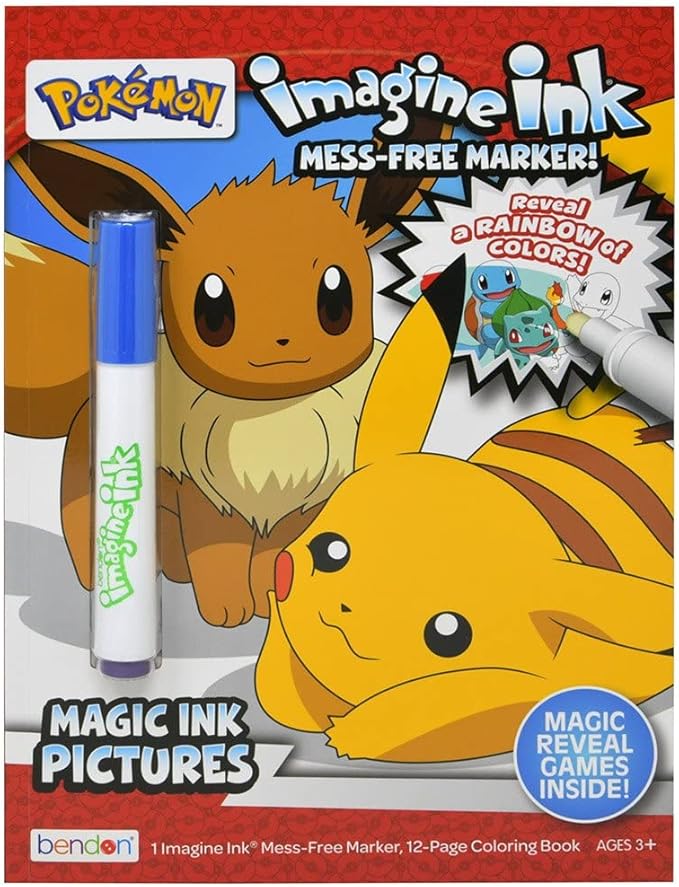 Pokemon Imagine Ink Magic Coloring Book | Party Favors With Marker Mess Free Activity Book for Kids | Ideal Gifts for All Ages, Boys & Girls