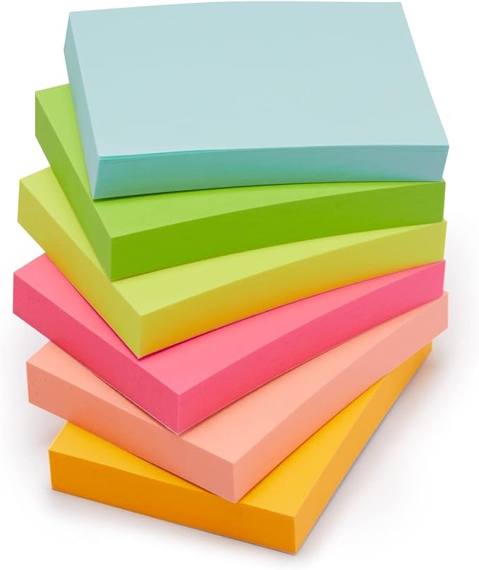Amazon Basics Mini Rectangular Sticky Notes, 1.5x2 Inches, Bright Colors Self-Stick Pads, Easy to Post for Home, Office, Notebook, 70 sheets/Pad, Pack of 24