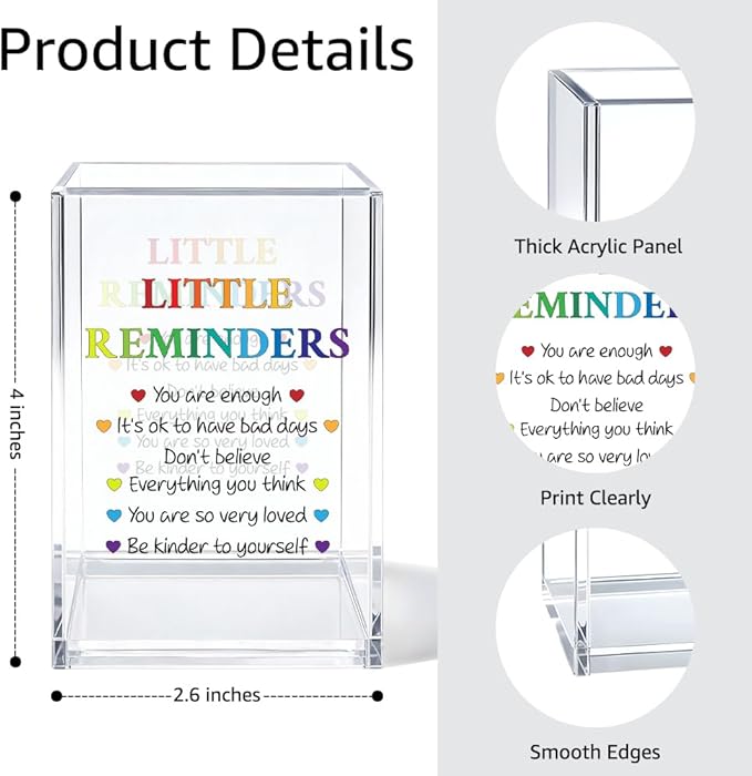 Little Reminders Pen Holder Cosmetic Organizer, Fun Self Love Pen Pencil Holders for Desk, Appreciation Little Reminders Desk Accessories, Home Office Gifts Organizer for Daughter Son Therapist