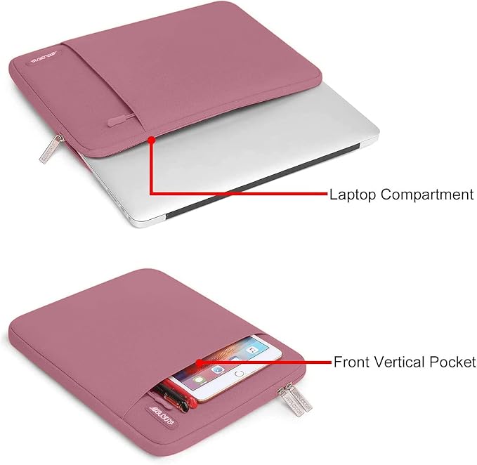 MOSISO Laptop Case 16 inch, 15-15.6 inch Laptop Sleeve Compatible with MacBook Pro 16 M5 M4 M3 M2 M1, HP Acer Dell Lenovo ASUS, Polyester Vertical Computer Sleeve Bag with Pocket, Dusty Rose