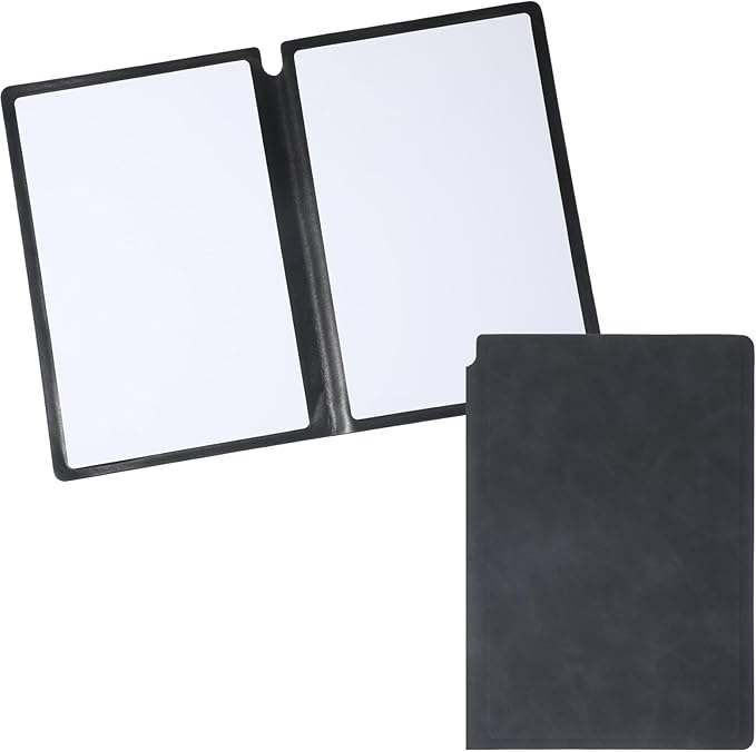 Thinp A5 Dry Erase Notebook, 9.5x6.6 Inch Whiteboard Notebook Reusable Folding White Board Double Sided Handheld Whiteboard for Business Office School Home (Black)