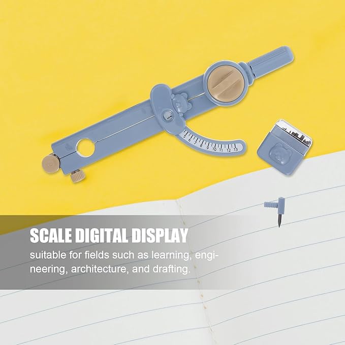 Multifunctional Digital Drawing Compass Locking Mechanism, Small Math Compass for Students, Blue Geometry Drafting Tool Kit for Classroom Use