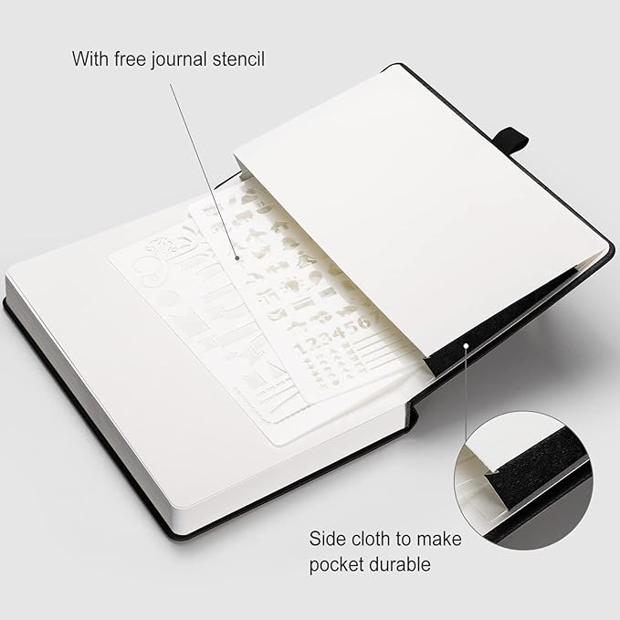 AHGXG Dotted Journal - 320 Numbered Pages Dot Grid Notebook A5 Thick Journal, 100gsm Thick Dotted Paper, Leather Hardcover,Inner Pocket, 5.75'' × 8.38''