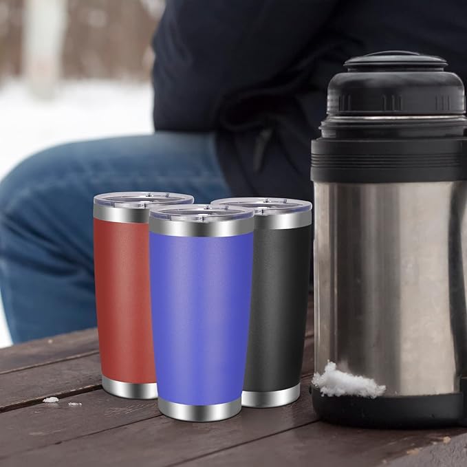 VEGOND 20oz Tumbler with Lid and Straw Stainless Steel Tumbler Cup Vacuum Insulated Double Wall Travel Coffee Mug Powder Coated Coffee Cup, Blue, 1 Pack