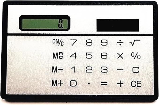 Solar Powered Calculator 8 Digit Display 8.5x5.3cm Portable Basic Standard Calculator for Business Office School, silver