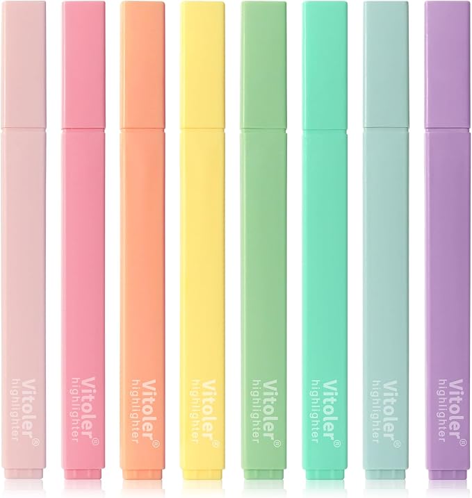 Piochoo Bible Highlighters,Aesthetic Cute Highlighters Bulk,8pcs Colorful Highlighter Markers No Bleed for Office School Supplies