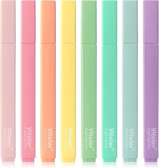 Piochoo Bible Highlighters,Aesthetic Cute Highlighters Bulk,8pcs Colorful Highlighter Markers No Bleed for Office School Supplies