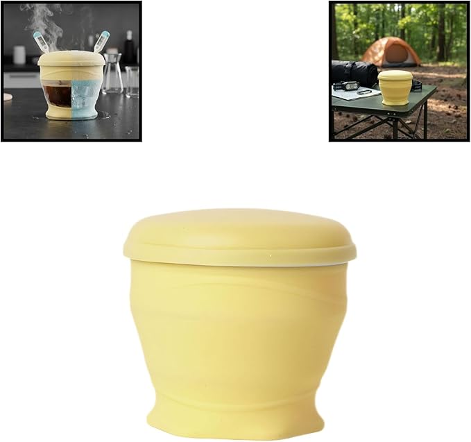 Foldable Silicone Cup for Travel Outdoor Camping Reusable foldable Mug with Lid and Lanyard