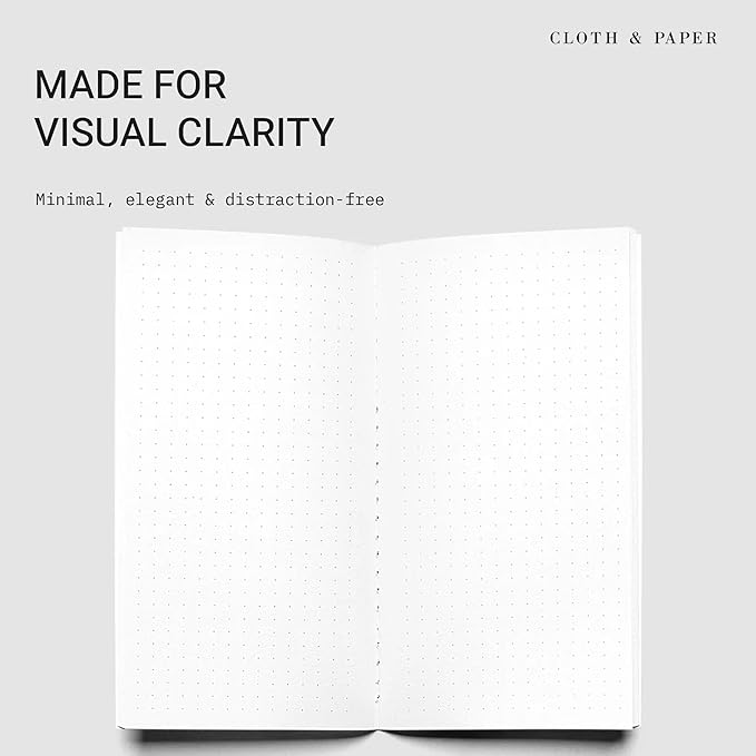 Cloth & Paper Travel Notebook | Dot Grid Journal – Avant Garde | Pocket Plus Dotted Notebook 3.2" x 6" | Bullet Journal for Planning, Sketching & Creative Notes for Work or School – Soft Touch Cover