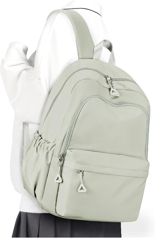winspansy Backpack for School Teenage Girls Boys,Waterproof Lightweight School Bags Travel Daypack Simple Cute College Backpack Rucksack for Women Men fit 14 Inch Laptop,Light Green