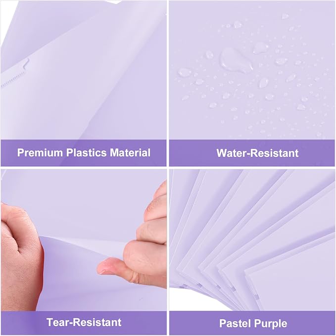 SUIN Plastic Project-Folder with 2 Pockets and 3-Prong Fasteners, for US Letter Size, Bulk Pack Color File-Folder for US Letter Size Papers, Ideal for School & Office, (Pastel Purple)