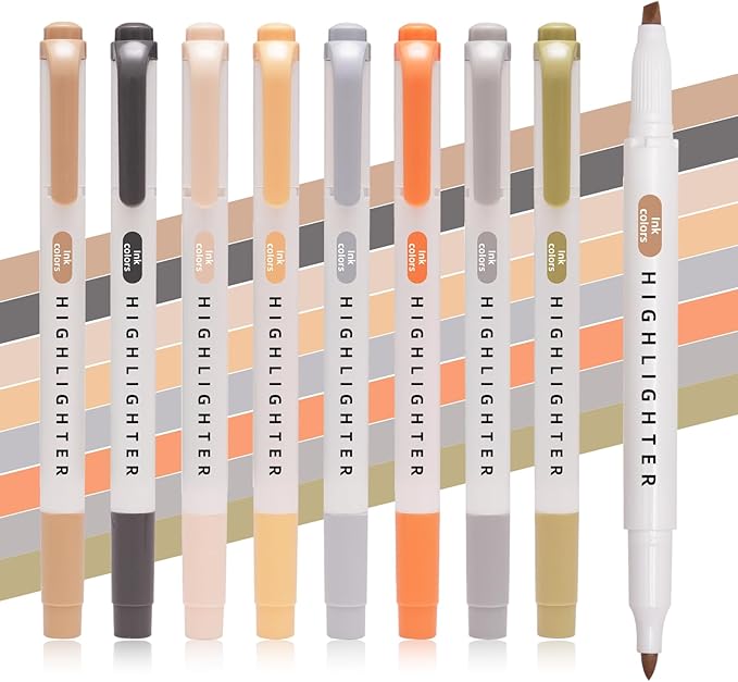 Pastel Highlighters Set, 8 Pack Highlighters Assorted Colors, Bible Highlighter No Bleed, Quick Dry Dual Tip Unique Retro Colors Highlighter Markers for Bible Journals, Easter Gifts